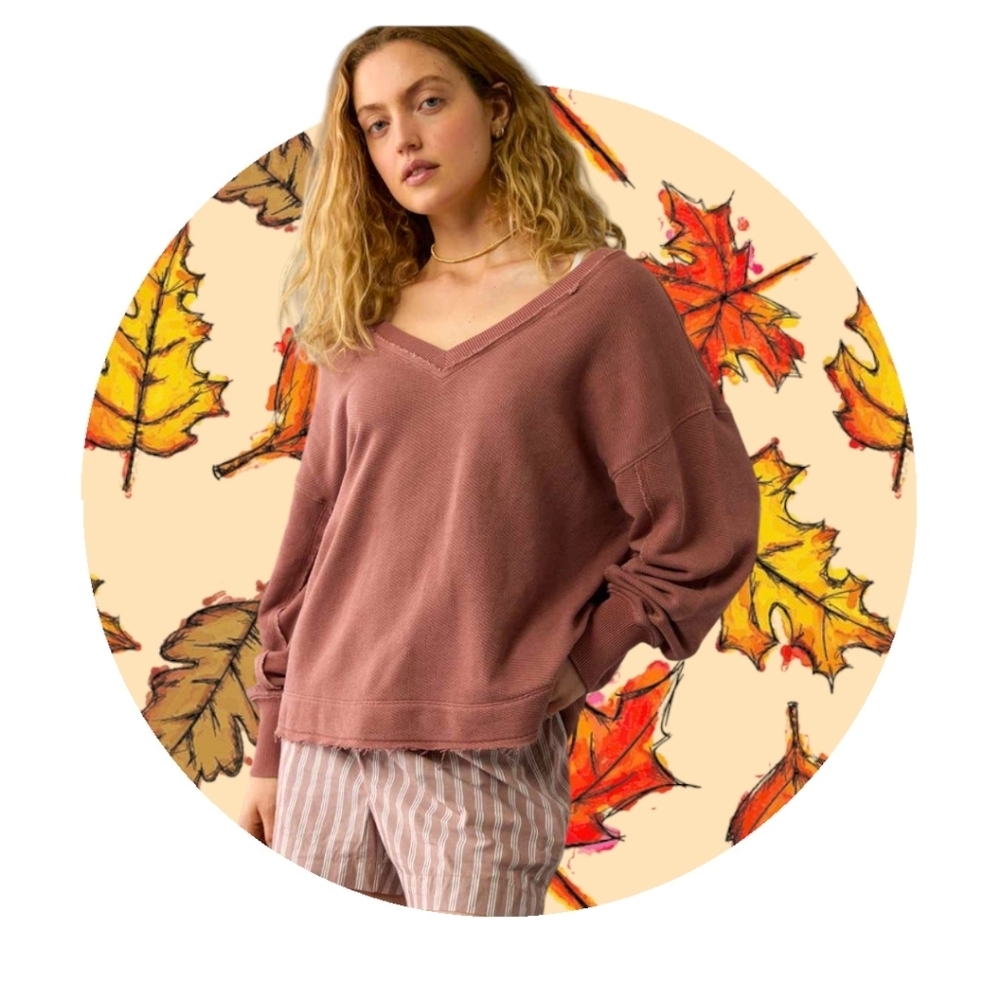 Women's V-Neck Sweater in Rose by [Brand]
